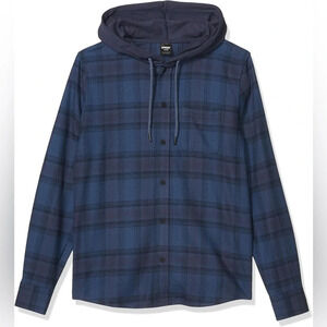 Oakley Men's Navy Plaid Hooded Shirt
